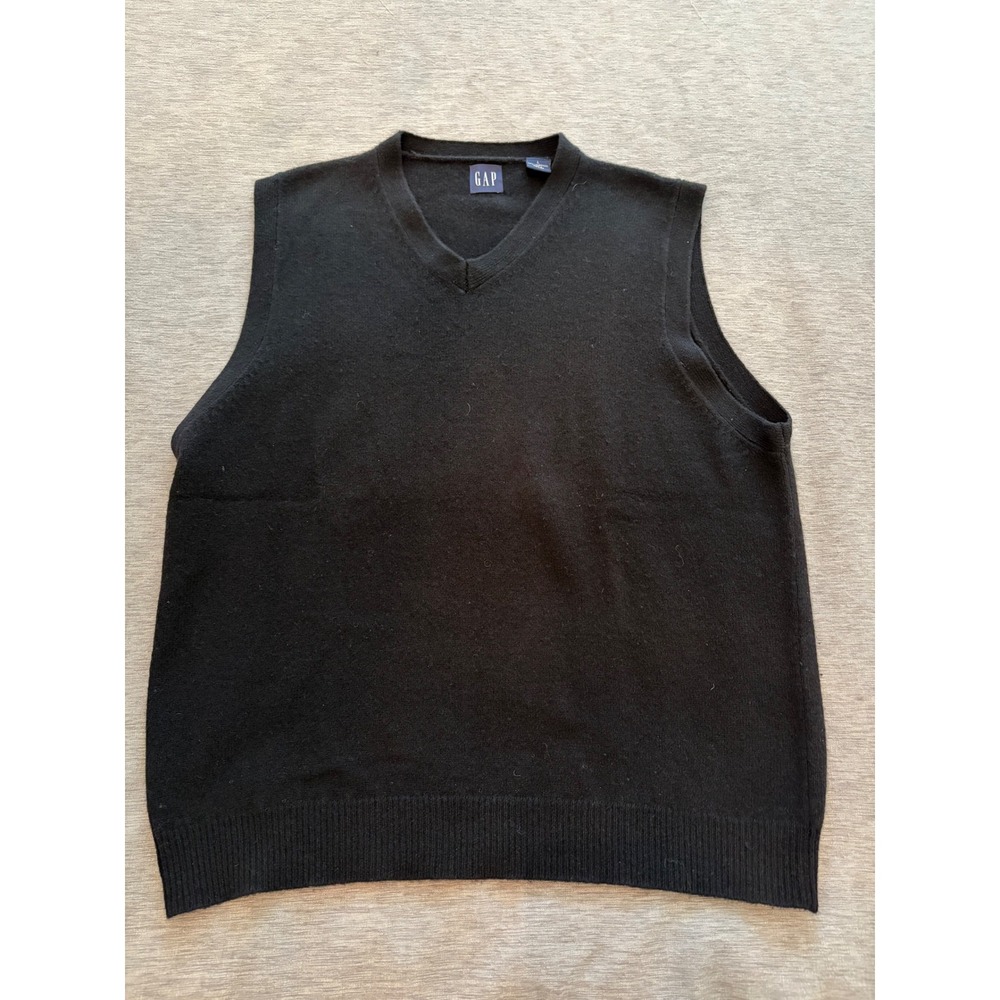 GAP Mens 100% Lambswool Sweater Vest Black